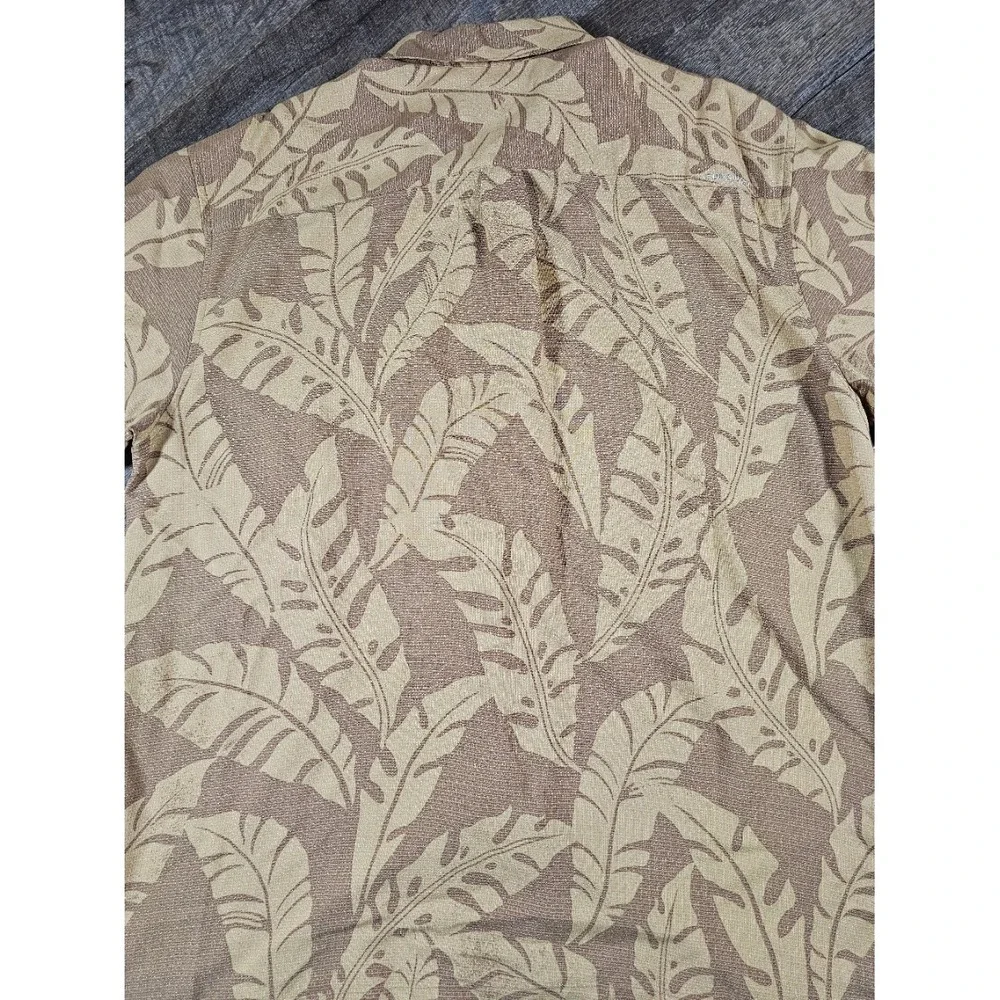 Quiksilver Waterman Mens XXL Brown Tan Tropical Leaf Button Up Shirt‎ AQMWT03338